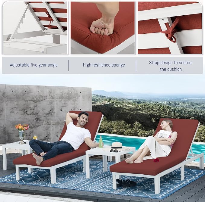 BULEXYARD 8 Person Modern Aluminum Outdoor Patio Furniture Set with Chaise & Firepit Table, 29 inch Wide Deep Seat, All Weather Modular Sectional Couch, Oversized Conversation Set for Garden Deck, Red