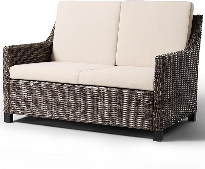 Wicker Patio Conversation Set, Outdoor Patio Chair Set with Deep Seating, Wide Armrests & Thick Cushions, All-Weather Outdoor Furniture Set for Patio, Porch, Deck & Backyard