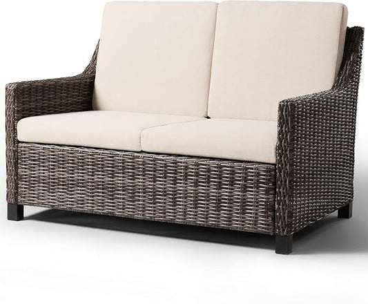 Wicker Patio Conversation Set, Outdoor Patio Chair Set with Deep Seating, Wide Armrests & Thick Cushions, All-Weather Outdoor Furniture Set for Patio, Porch, Deck & Backyard