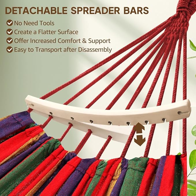 Portable Outdoor Hammock Hang Bed Travel Camping Swing Canvas with Backpack (RED 280 * 150 cm (2 Person) 200 kg)