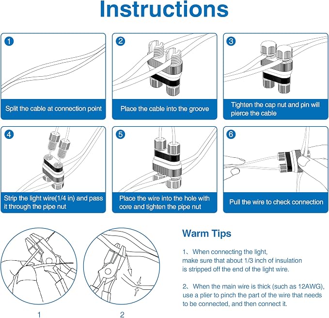 SUNVIE Fastlock2 Low Voltage Connectors 20 Pack, Waterproof, 12-18 Gauge | Landscape Lighting Connectors Low Voltage Wire Connector for Low Voltage Landscape Lights Outdoor Landscape Path Lights