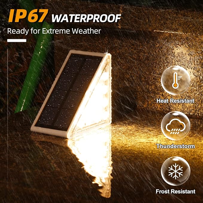 Solar Step Lights,6 Pack RGB Solid Color Changing Solar Stair Lights Outdoor Waterproof IP67 Auto On Off,Solar Lights for Steps,Stair,Patio,Yard,Porch,Front Door,Deck Decor
