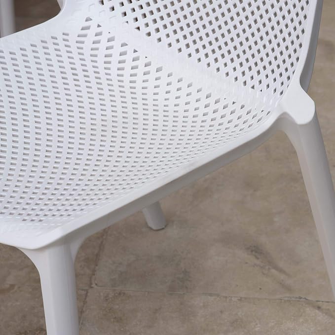 Urban Elements Melbourne 3-Piece Patio Furniture Set | Solid Wood | Backyard Furniture, Outside Table and Chairs, Round Outdoor Bistro Set, White