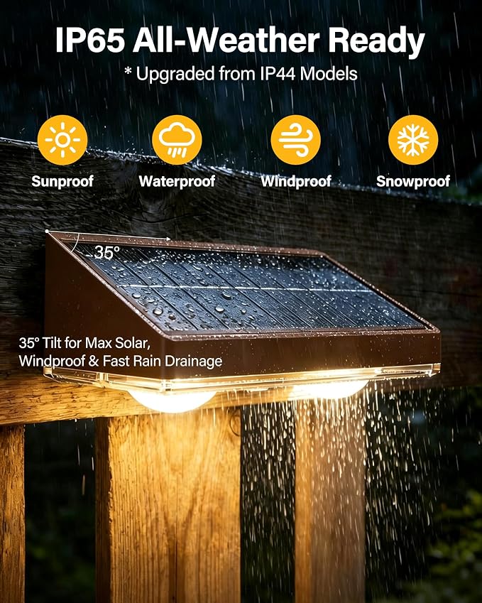 Solar Fence Lights Outdoor, 6 Pack Fence Lights Solar Powered