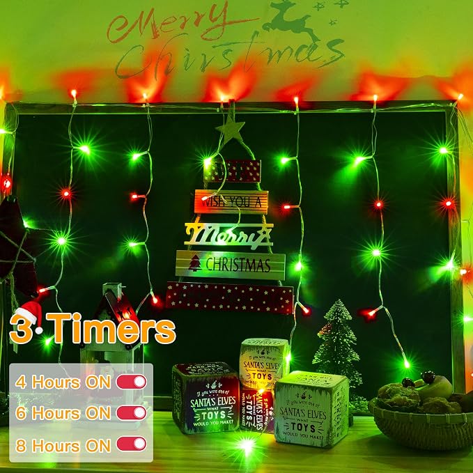 Ollny Icicle Lights for Outside 400LED 32FT, Red and Green Christmas Light with Remote 8Modes Timers Waterproof, Plug in Connectable Hanging Lights for Outdoor Indoor House Roof Holiday