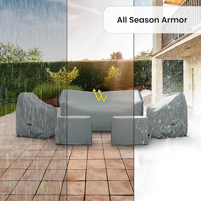 Covers & All Patio Furniture Cover Set, 5 Piece Outdoor Furniture Covers, Water-Repellent UV & Weather Resistant Covers for Sofa, Chairs & Ottomans with Elastic & Padded Handles