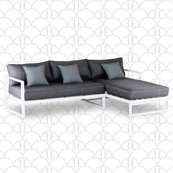 Elle Decor Paloma Outdoor Patio Furniture Collection in Weather-Resistant Metal Frame Patio, Sectional, White