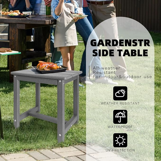 GARDENSTAR Adirondack Square Side Table,one-Tier Outdoor end Table, Patio Side Table for Pool,Porch,Backyard,Relaxing Companion