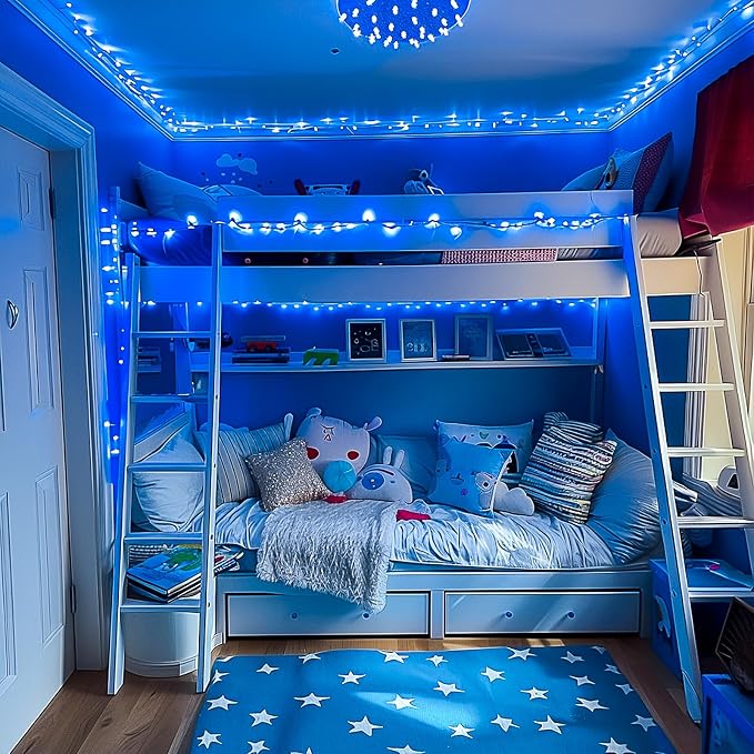 JMEXSUSS168ft 600 Blue LED Christmas Lights Outdoor Waterproof with Remote | Blue String Tree Lights Indoor Plug in, 8 Modes Halloween Lights for Tree Fireplace Party Xmas Christmas Decor,Clear Wire