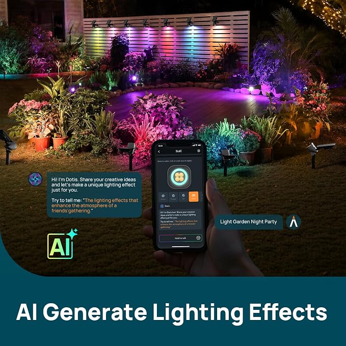 Linkind Smart Solar Lights Outdoor Waterproof SL6C,Dual Ring Tree Spotlight | Solar&USB Charging Solar Spotlights Outdoor Waterproof IP66,Color Changing Spot Light for Tree,Yard, Landscape, House, 4 Pack