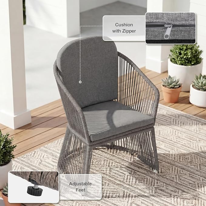 SUNSITT 7 Piece Outdoor Patio Dining Set, Patio Dining Furniture Set with 87” Aluminum Dining Table w/X Base Legs and 6 Woven Wicker Outdoor Patio Chairs w/Curved Armrest for Garden, Dark Grey