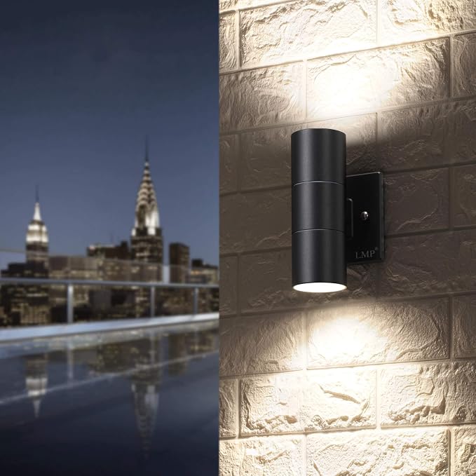 LMP Modern Outdoor Wall Light, Aluminum IP65 Waterproof Porch Light | Up and Down, 3000K 5W G10 Bulbs Included, ETL Certified, Outside Wall Exterior Lighting Fixtures for House,Front Door,Garage