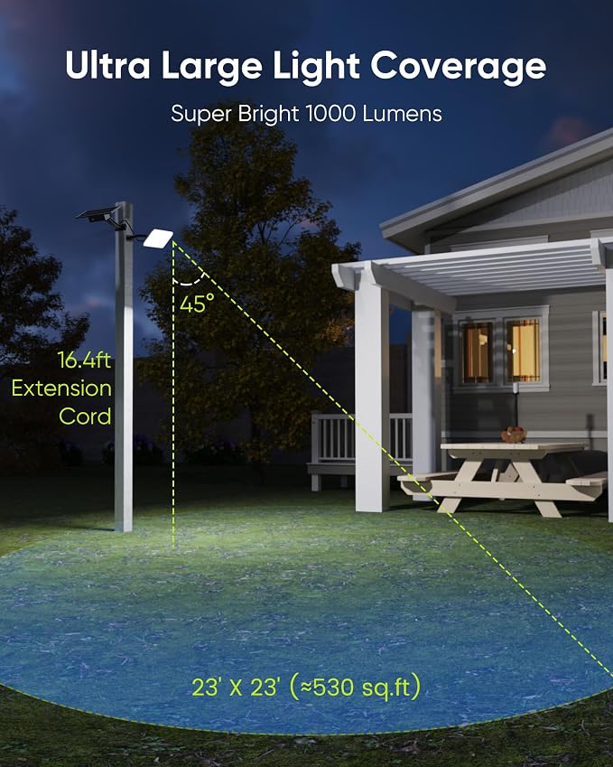 JACKYLED 1000 Lumens 299 LED Solar Lights Outdoor Bright Solar Dusk to Dawn Light, IP65 Waterproof Outdoor Solar Powered Security Flood Light for Wall Porch Shed Barn
