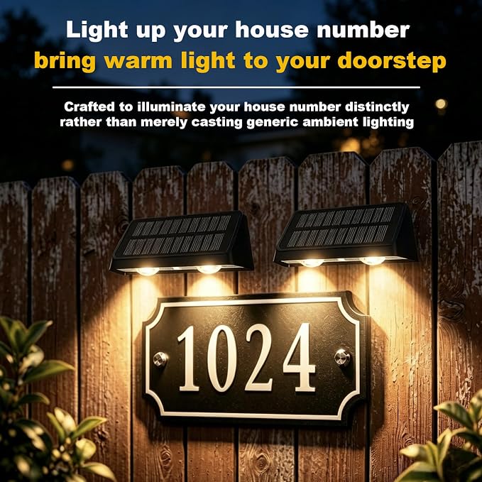 Solar Fence Lights IP64 Waterproof Warm White Outdoor Wall Decor 6 Pack | Auto On/Off LED Solar Deck Lights, Suitable for Railings, Steps, Pools, Backyards, Patios & Porches Outdoor Decoration