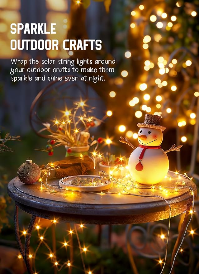 Solar String Lights, 6 Pack Total 198Ft 600 LED Fairy Lights Warm White | IP65 Waterproof Solar Fairy Lights with 8 Modes, Twinkle Solar Powered Outdoor Lights for Patio Yard Trees Wedding Christmas