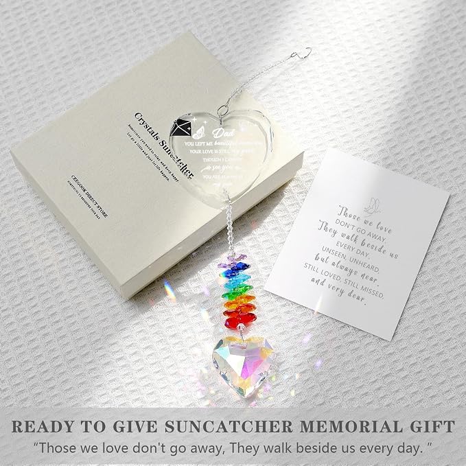 Sympathy Gifts for Loss of Dad, K9 Crystal Suncatcher Memorial for Loss of Father, Condolence Bereavement Remembrance Gifts in Memory of Papa