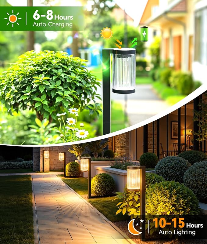 Solar Pathway Lights Outdoor, 10 Pack Upgraded Outdoor Solar Lights for Outside Super Bright Up to 15Hrs, IP65 Waterproof Solar Garden Lights for Path Driveway Walkway Sidewalk Decor