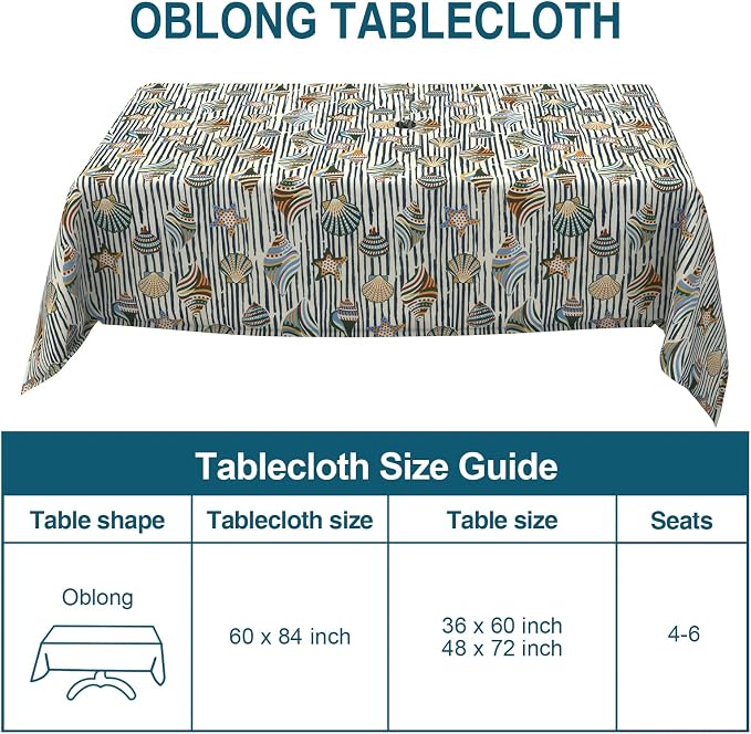 DYTXIII Outdoor Round Tablecloth with Umbrella Hole 60 Inch, Water Repellent & Fade Resistant Table Cover, All Weather Outdoor Tablecloth for Garden & Party Table, Crayon Shells