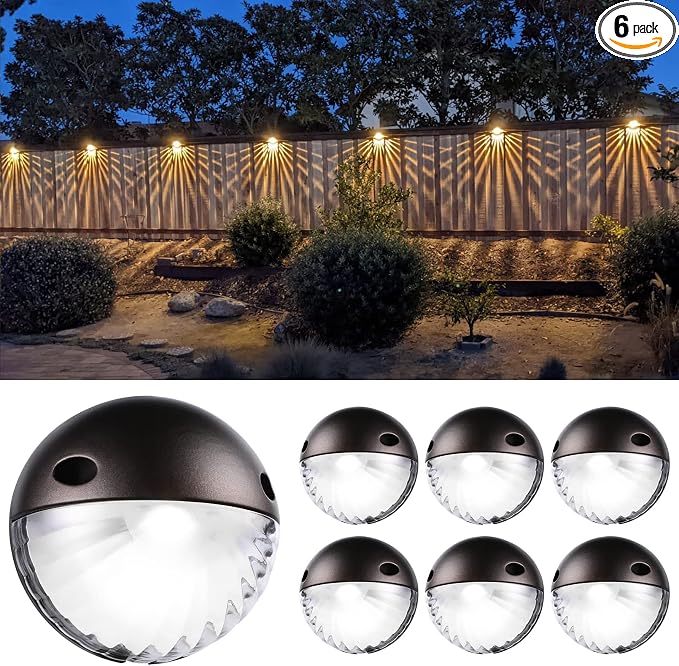 LEONLITE 6-Pack 3000K Unique Rays LED Deck Lights Outdoor Oil Rubbed Bronze | 12V Low Voltage, Landscape Step Railing Fence Light, Warm White, IP65, Landscape Deck Light for Backyard, Aluminum