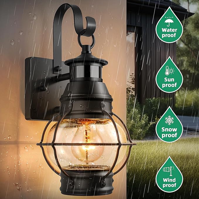 Lamomo 2 Packs Motion Sensor Outdoor Porch Light for House,Outdoor Wall Light Fixtures Wall Mount, Waterproof Aluminum Exterior Light for Garage Doorway Balcony(Bulb NOT Included)