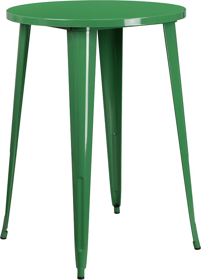 Flash Furniture Philip Commercial Grade 30" Round Green Metal Indoor-Outdoor Bar Height Table