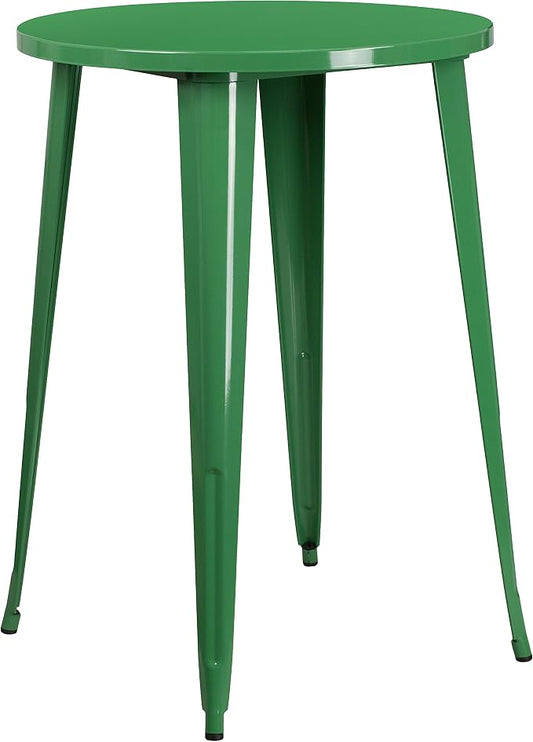 Flash Furniture Philip Commercial Grade 30" Round Green Metal Indoor-Outdoor Bar Height Table
