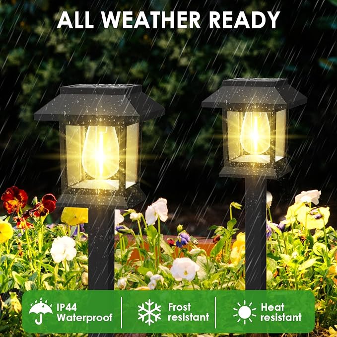 Benany Solar Outdoor Lights, 12 Pack Solar Pathway Lights Waterproof, Landscape Lighting for Path Walkway Lawn Garden Yard Outside Décor, Black