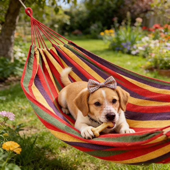 Outdoor Amacas Garden Camping Hammock Portable for Patio Yard Backyard | Cotton Canvas Hammock fabric Portable Carrying Bag stand Porch Para Patios outside 300 Lbs Maximum Weight Capacity Travel ﻿
