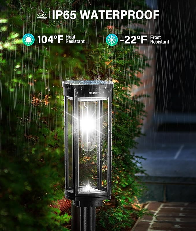 COXSENI Solar Pathway Lights Outdoor Waterproof Cool White, 6 Pack | Bright LED, 6500K, IP65, Solar Powered Landscape Lights for Path, Driveway, Lawn, Patio, Sidewalk, Yard, Walkway
