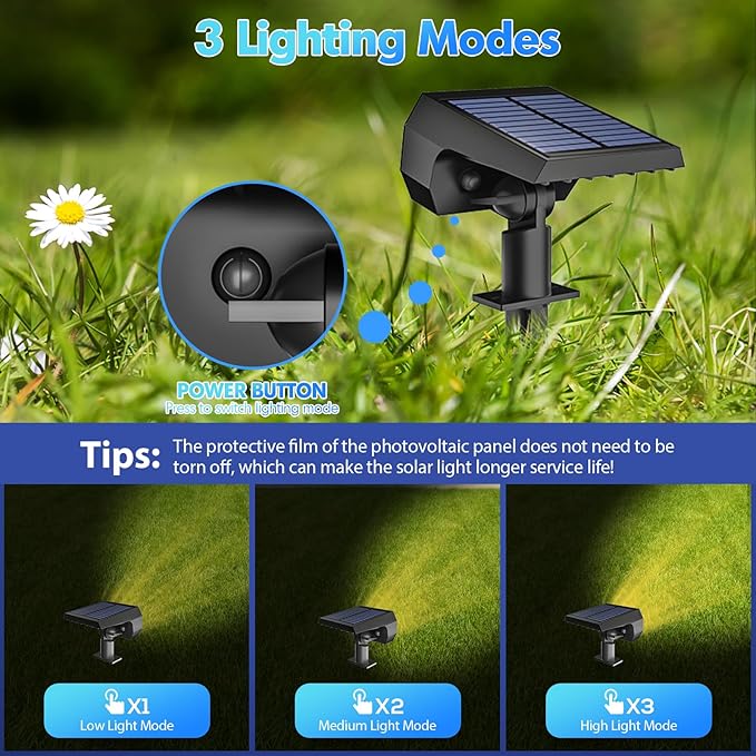 NYMPHY Solar Lights Outdoor Waterproof IP68, 56 LED 3 Lighting Modes Solar Powered Garden Yard Spot Solar Lights for Outside Landscape- 4 Pack (Warm White) | 56 LED 3 Lighting Modes IP68 Waterproof Solar Powered Garden Yard Spot Solar Lights for Outsid...