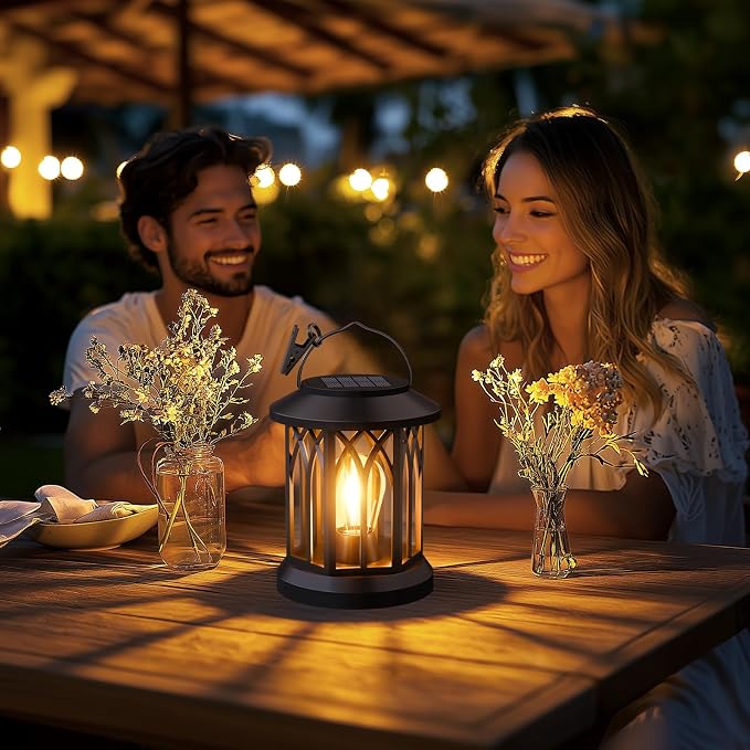 6-Pack Solar Lanterns Outdoor Waterproof: Hanging Lantern Decorative Accent | Hang & Clip for Patio Table, Ip65 Waterproof, Auto On/Off, Lasts 12-15h Glow, High-Capacity Battery, Warm Ambiance, No Wiring