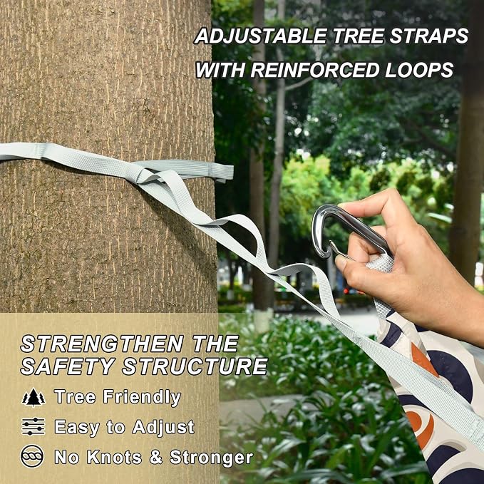 Camping Hammock Outdoor Hammocks for Outside Abstract Geometric Beach Trees Portable Lightweight with Pockets Tree Straps Indoor