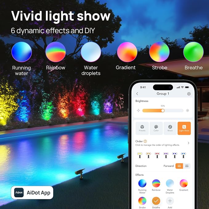 Linkind Smart Solar Lights Outdoor SL5 with Motion Sensor,6 Pack, IP65 | APP Control,Color Changing Solar Spot Lights Outdoor Waterproof,43 Preset Scenes,Landscape Lighting for Yard,Garden,Patio