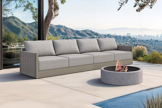 PURPLE LEAF 4-Piece Small Conversation Set Patio Conversation Sets All Weather Outdoor Couch Sectional Set with Cushion for Garden Poolside Backyard Beige
