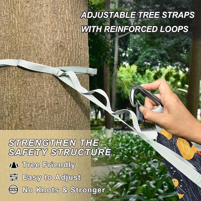 Camping Hammock Outdoor Hammocks for Outside Duck Black Beach Trees Portable Lightweight with Pockets Tree Straps Indoor
