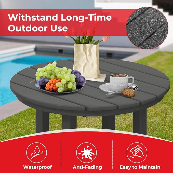 Costaelm Outdoor Bar Table, 42" Counter Height Round Patio Cocktail Bar Table, Patio Bar Table Bistro Dining Table Pub Table for Front Porch Deck, Backyard, Garden,