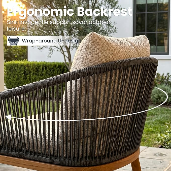 7-Piece Patio Dining Table Sets, Woven Wicker Dining Set with Rectangular Aluminum Table and Dining Chairs Modern Outdoor Dining Furniture Set for Outdoors and Indoors
