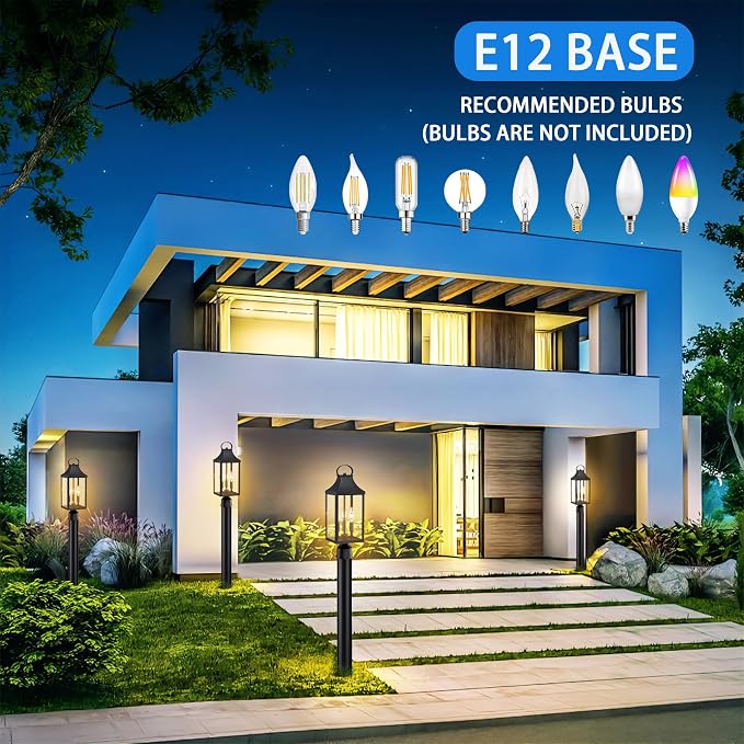 18.62 Post Light Outdoor, Large 3-Light Lamp Post Light Fixture, Black | Modern Pillar Outside Lighting Waterproof Post Lantern Lamp Outdoor Post Light Fixtures Pole Lights for Porch, 1 Pack