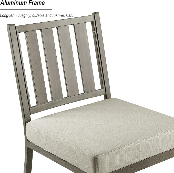 PEAK HOME FURNISHINGS Outdoor Aluminum Dining Set, 60" Round Dining Table with 6 Chairs