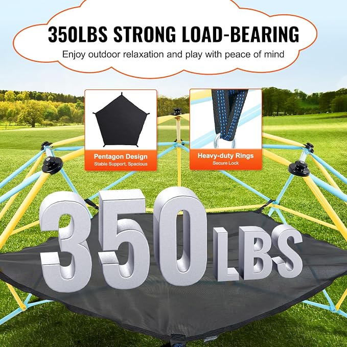 VEVOR Climbing Hammock for 10ft Dome, Load-Bearing 350 Pounds, Pentagon Jungle Gym Accessory (Hammock Only), Black
