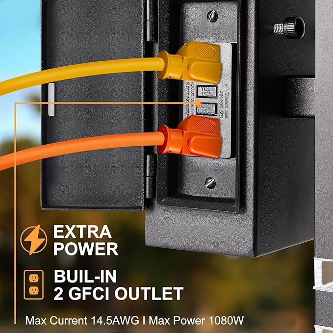 Porch Lights with Outlet 2 Pack, Dusk to Dawn Outdoor Lights with Outlet | Porch Light with GFCI Outlet, IP65 Waterproof Exterior Light Fixture Outside Wall Sconce for House Porch Garage Front Door