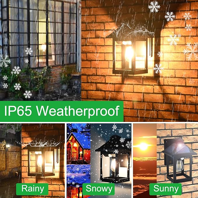 CYHKEE Solar Wall Lanterns Outdoor with 3 Modes, Dusk to Dawn Motion Sensor | Sconce Lights Waterproof, Exterior Front Porch Security Lamps Wall Mount Patio Fence Decorative Light Fixtures