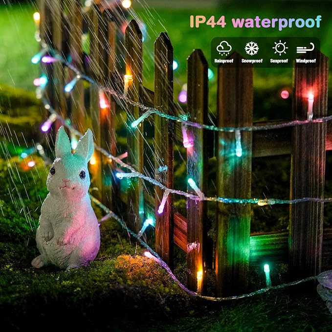 JMEXSUSS 33ft 100 LED Easter Lights for Indoor Outdoor Use | 8 Modes Connectable Easter String Lights Plug-in, Clear Wire Colorful Christmas String Lights Outdoor Waterproof