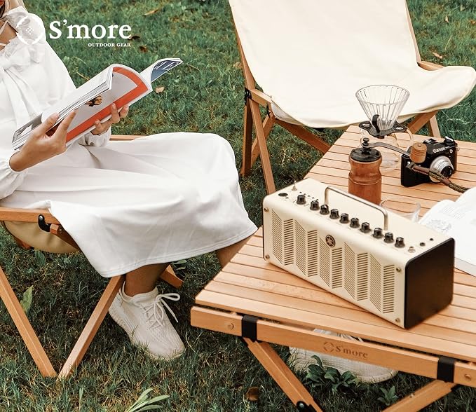 S'more Folding Picnic Table, Portable Camping Table with Carry Bag, Wood Outdoor Table for Picnic, Camping, Travel, Party, Beach, Garden, Patio, gailgating, BBQ,Easy to Assembly (L Size-120cm)