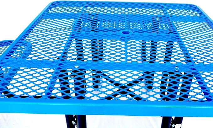 Heavy Duty 46" Steel Square Picnic Table,Expanded, Metal Outdoor Table (Blue)