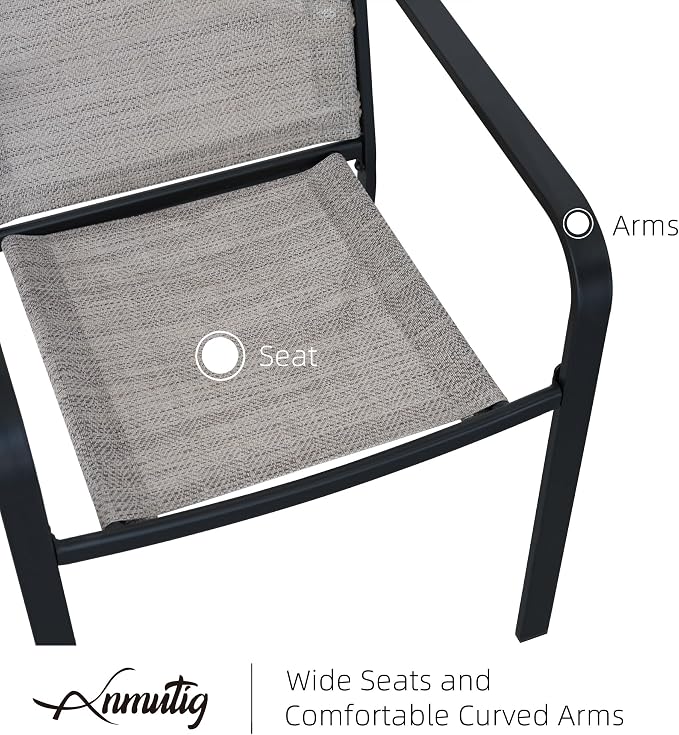 Anmutig Small Patio Dining Set with Outdoor 27.5 Inch Round Table and 2 Stackable Beige Chairs - 3 Piece