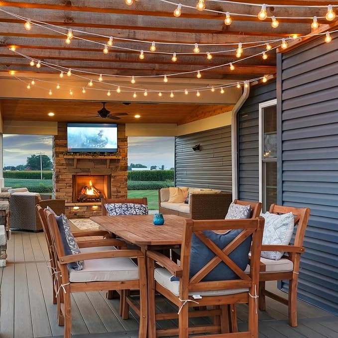 2 Pack 25FT G40 LED Outdoor String Lights with 10+1 Bulbs, White | Waterproof, Shatterproof, Dimmable, Connectable, Energy-saving, Patio Lights Porch Balcony Backyard Party Classroom Decor