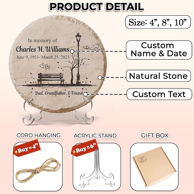 Personalized Memorial Garden Stone, Weatherproof Grave Marker, Sympathy Gift for Loss of Loved One, in Memory of Loved One Plaque, Dad Grief Natural Garden Stone