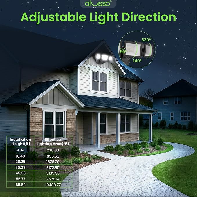 ALUSSO Dusk to Dawn Outdoor Lighting Hardwired(Not Solar), Flood Lights Outdoor 120V 40W 4000LM, 3CCT 3000K/4000K/6000K 3 Heads Security Light for Garage Yard Walkway, ETL, Dusk to Dawn Black, 2pack