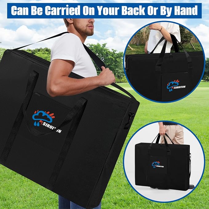 SIRUITON Folding Table Storage Bag Fits 4FT Folding Tables, Portable 600D WaterProof Carry Bag for Folding Picnic/Camp Tables with Reinforcing Plate & Shoulder Strap, 24" D x 26" W x4.5 H